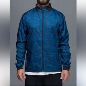 Lululemon Surge Full Zip Jacket Oki Heathered Print Teacup Blue & Black Size XL‎